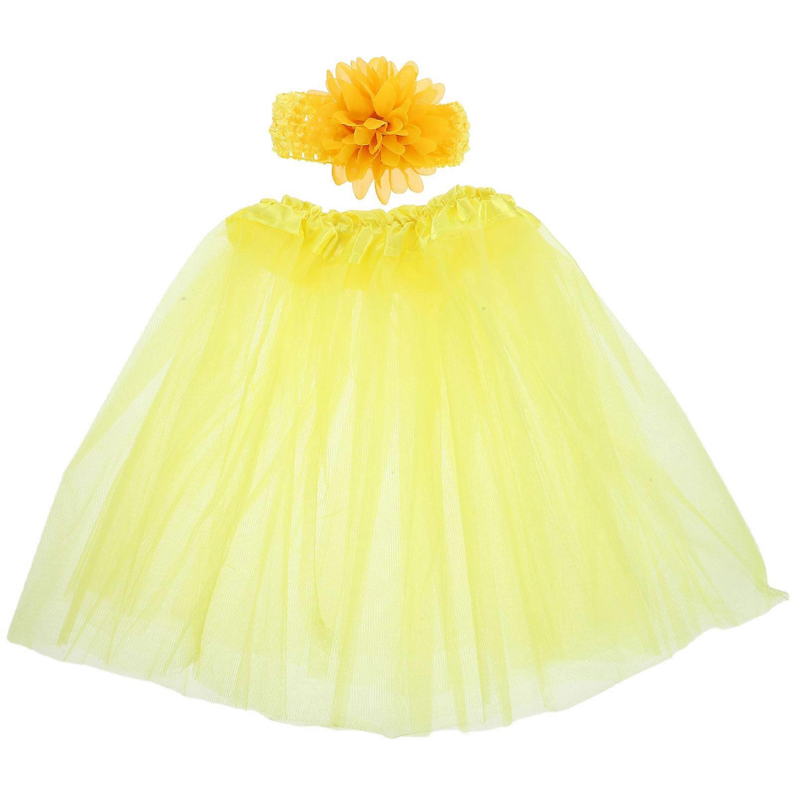 Nourrisson Tout-petits Tulle Jupe Bébé Fille Tutu Robe Jaune Mini Tutu Photographie Performance 1Pcs
