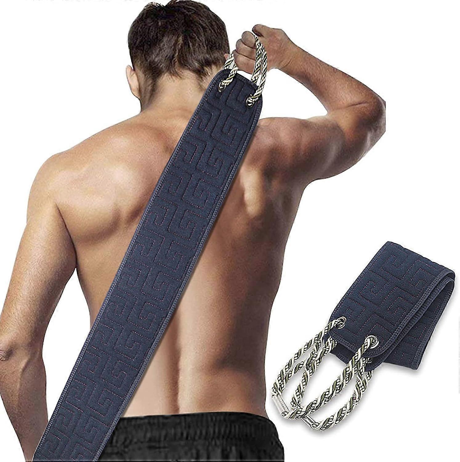 Back Scrubber for Shower - Double Sided Exfoliating Wash Mitt with Handles - Large Body Scrubber Bath Device - For Deep Cleansing Your Body