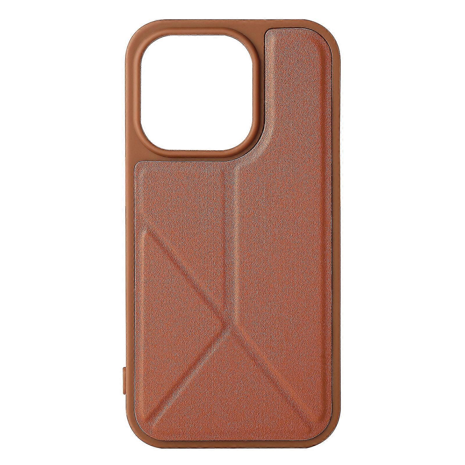 Case For Iphone 14 Pro Brown Stand Leather Outer Desktop