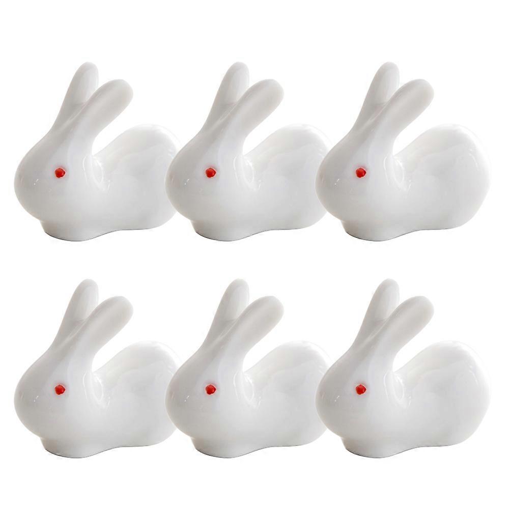 Chopstick Rest Holders Rabbit Shape Ceramic Tableware Decoration for Banquet Dining White 6Pcs