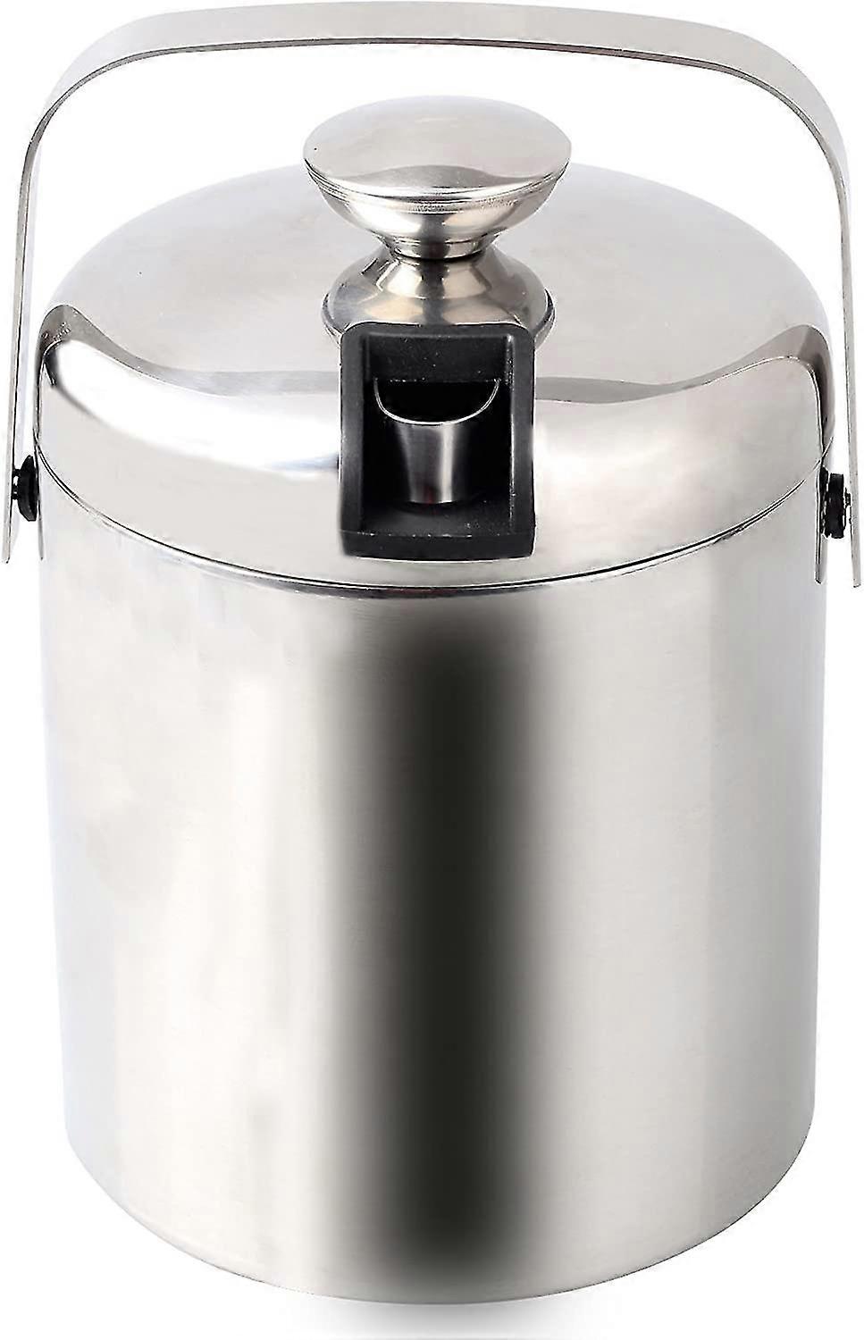 3l Double Tier Ice Cube Tray Stainless Steel Ice Bucket with Tong and Lid for Certain Brand