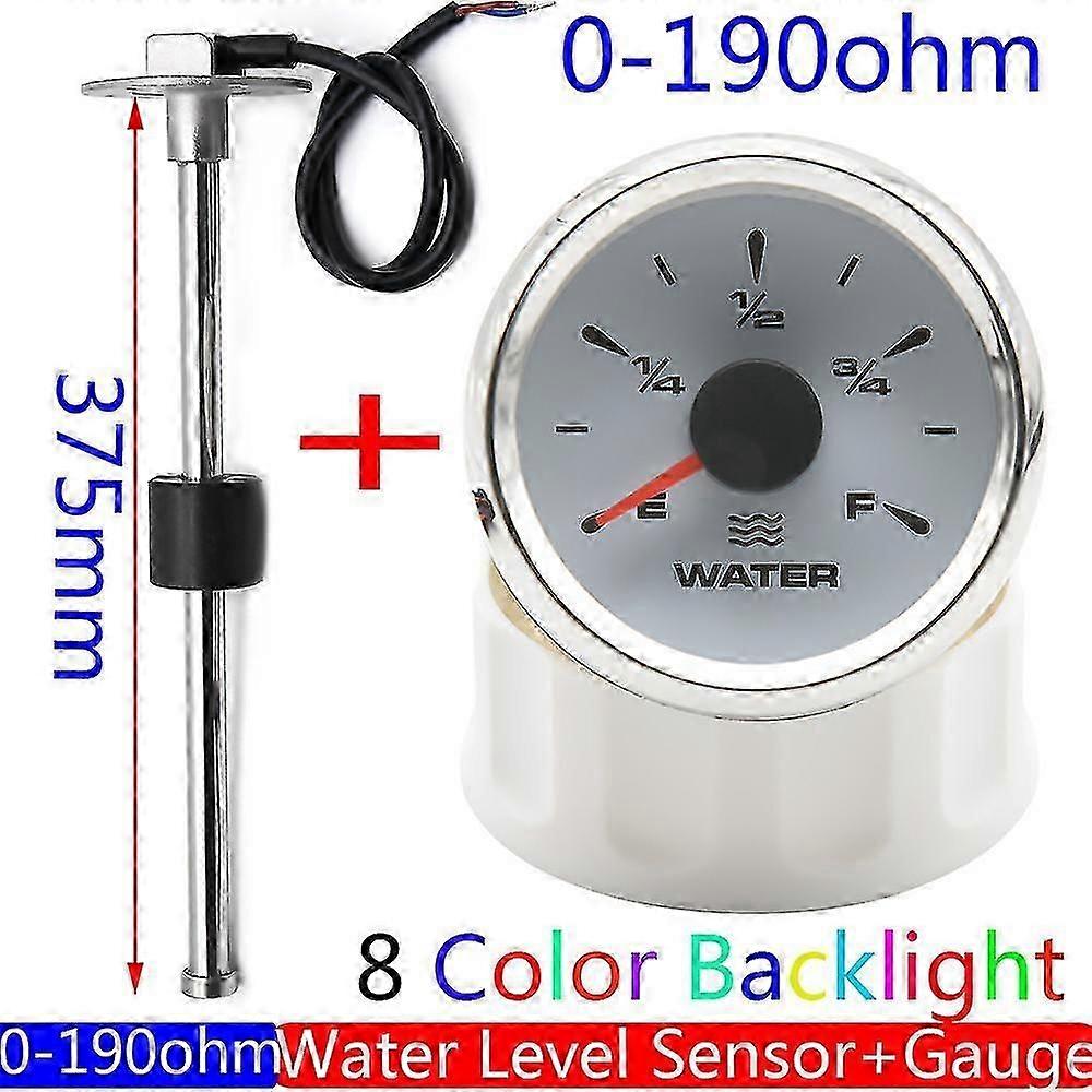 Customized 0~190 Ohm Water Level Sensor + Water Level Gauge With 8 Colors Backlight Water Tank Level Indicator Meter 12v 24v
