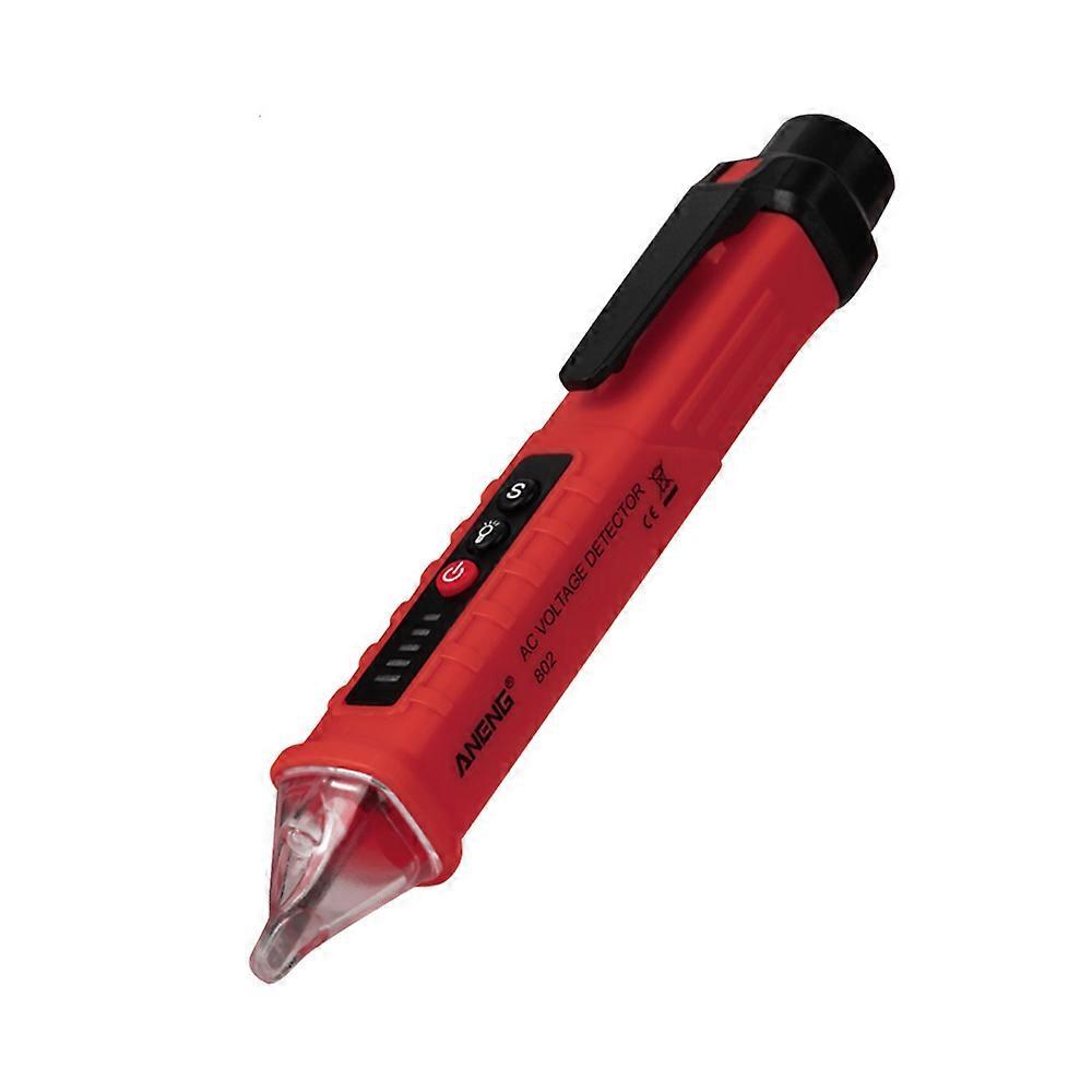 Non-Contact Voltage Detector LED Indicator Pen 12V-1000V AC Voltage Tester Electric Socket Measuring Tool Red丨Lightweight Portable Design Plastic Du
