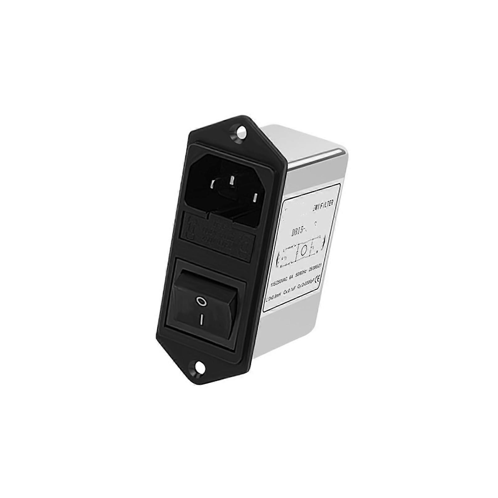 3in1 IEC socket, 220 V, double fuse with switch, EMI power supply noise filter (DBI510AS)