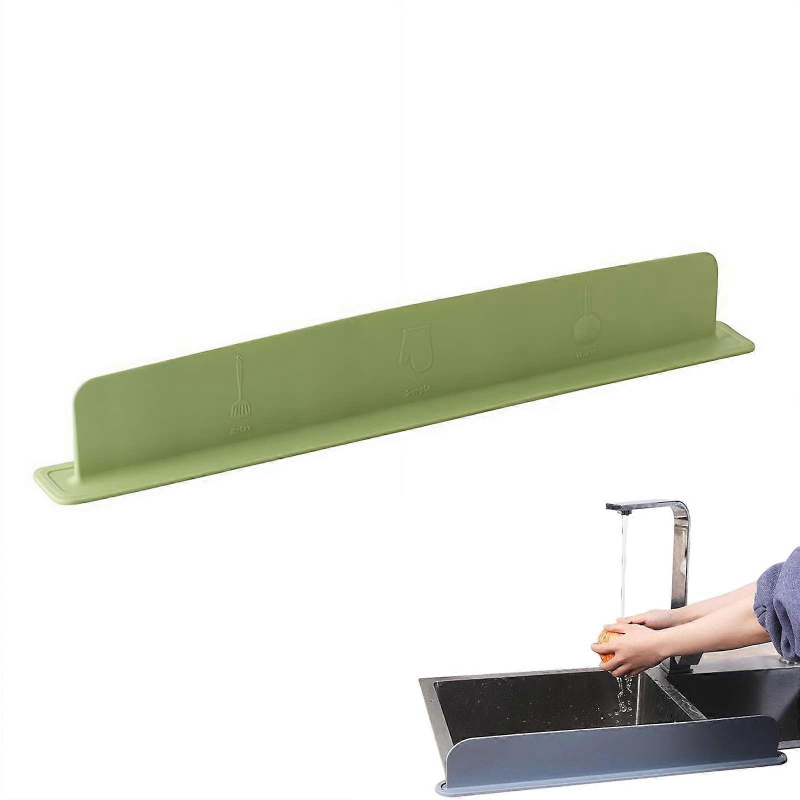 Silicone Splash Guard for Kitchen Sink, Reusable Faucet Splash Guard with Suction Cups, Green, Easy to Clean