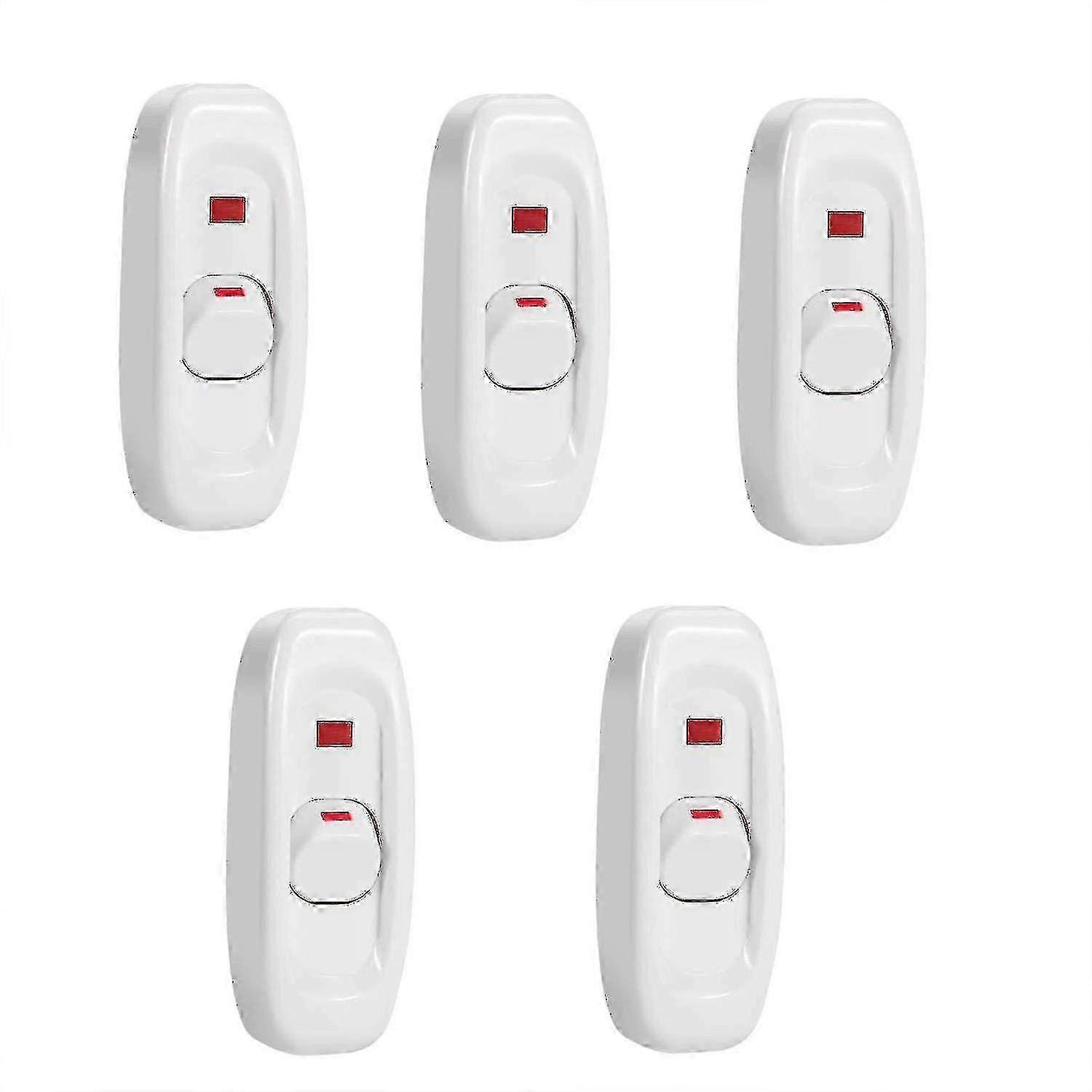 Intermediate In-line Switch Button 5 Pcs Cord Switch for Lighting Desk Lamp Outdoor Use White