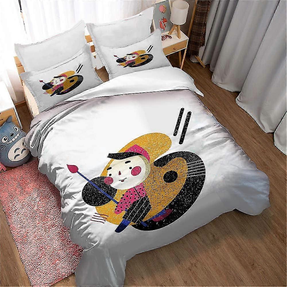 Conjunto de Cama Chic Fairy Tale World com Capa de Edredom e Fronhas de Impressão Digital, Colcha de Microfibra Ultra Macia