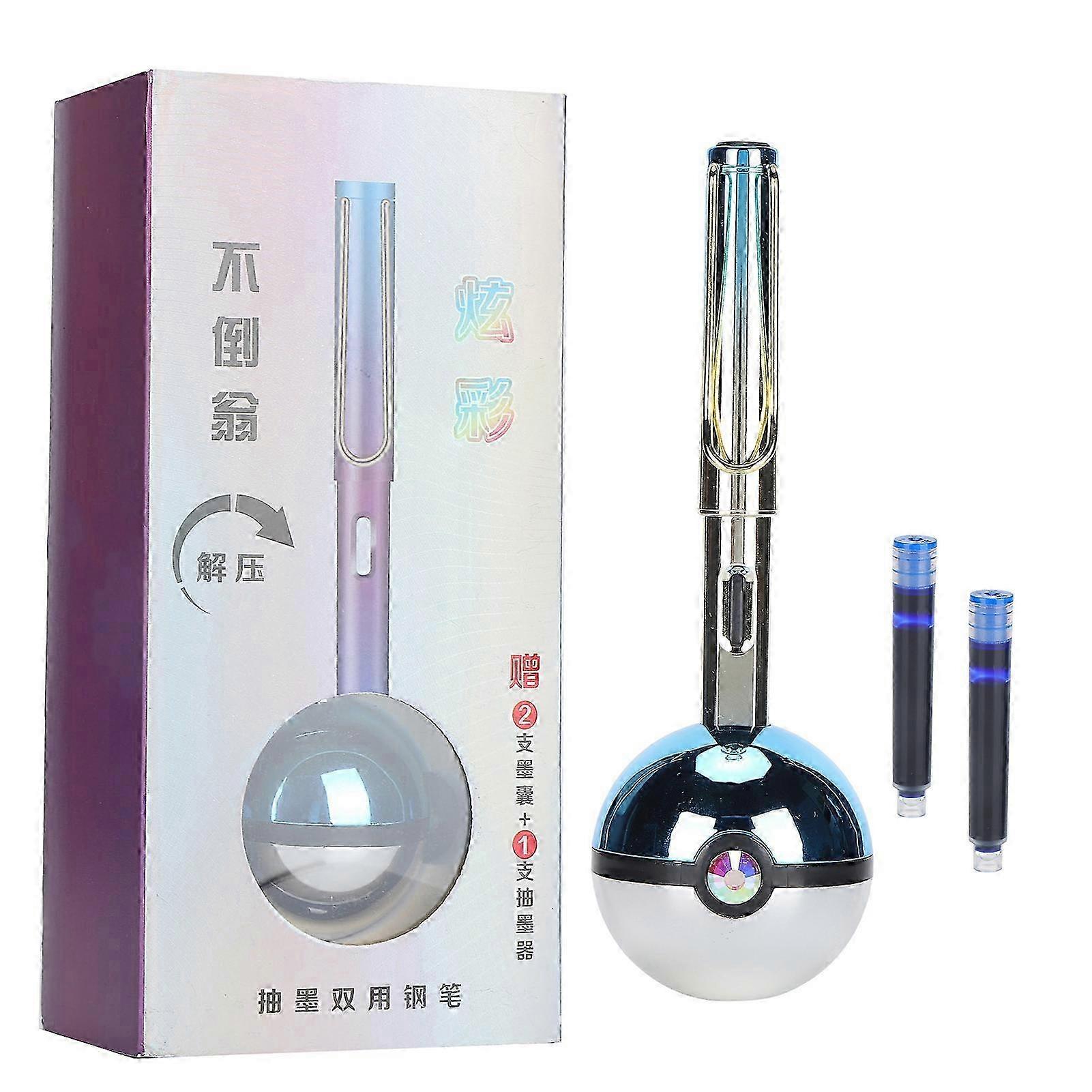 Füllfederhalter Set 0,38mm mit 2 Tintenpatronen Glattes Schreibwerkzeug in Geschenkbox Blau