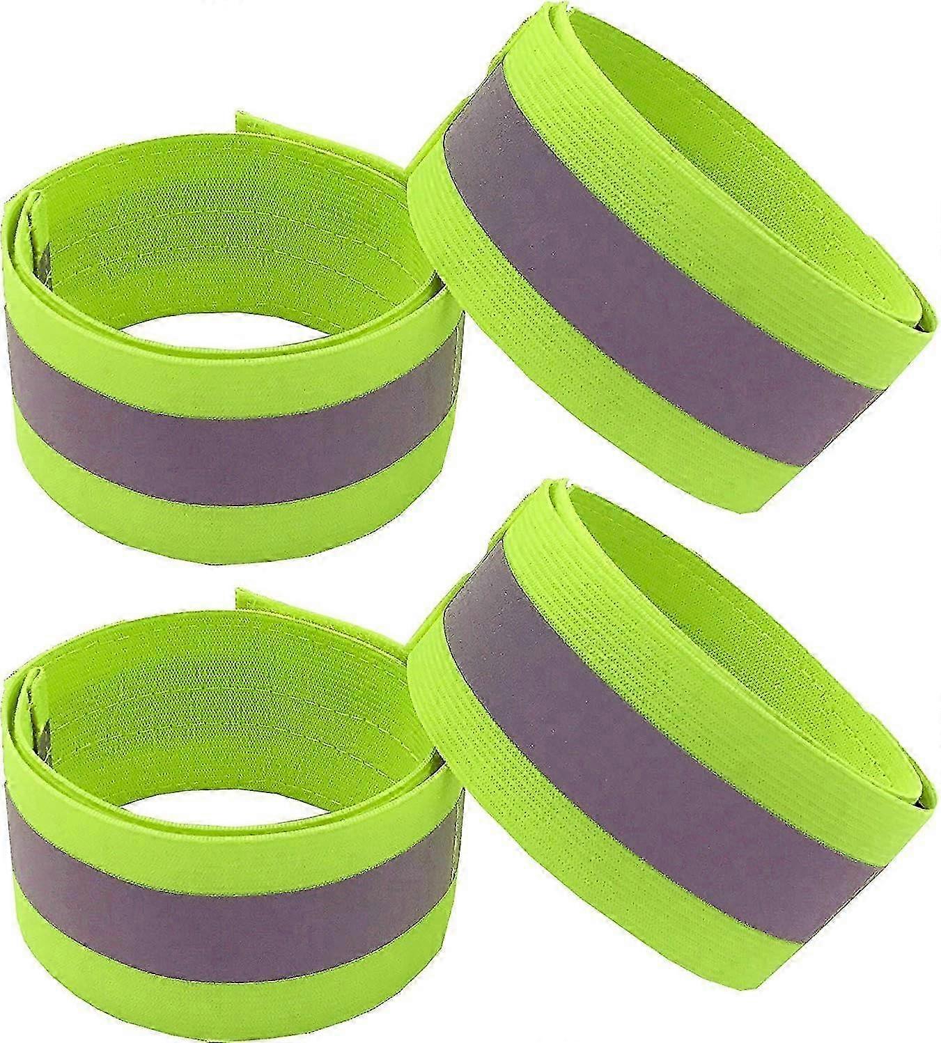 Set of 4 Reflective Safety Armbands - High Visibility for Children's Running and Biking - Elastic Scratch Fluo
