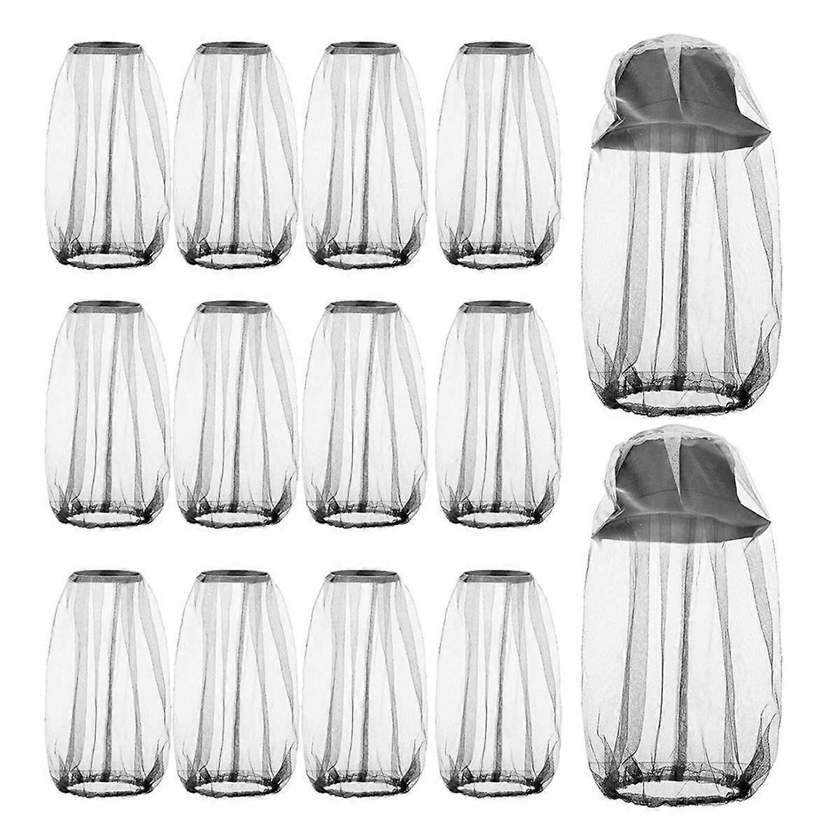 12 Pcs Mosquito Head Mesh Face Fly Netting Hood Protecting Sun Fishing Hat with Net for Men Women(Gray)