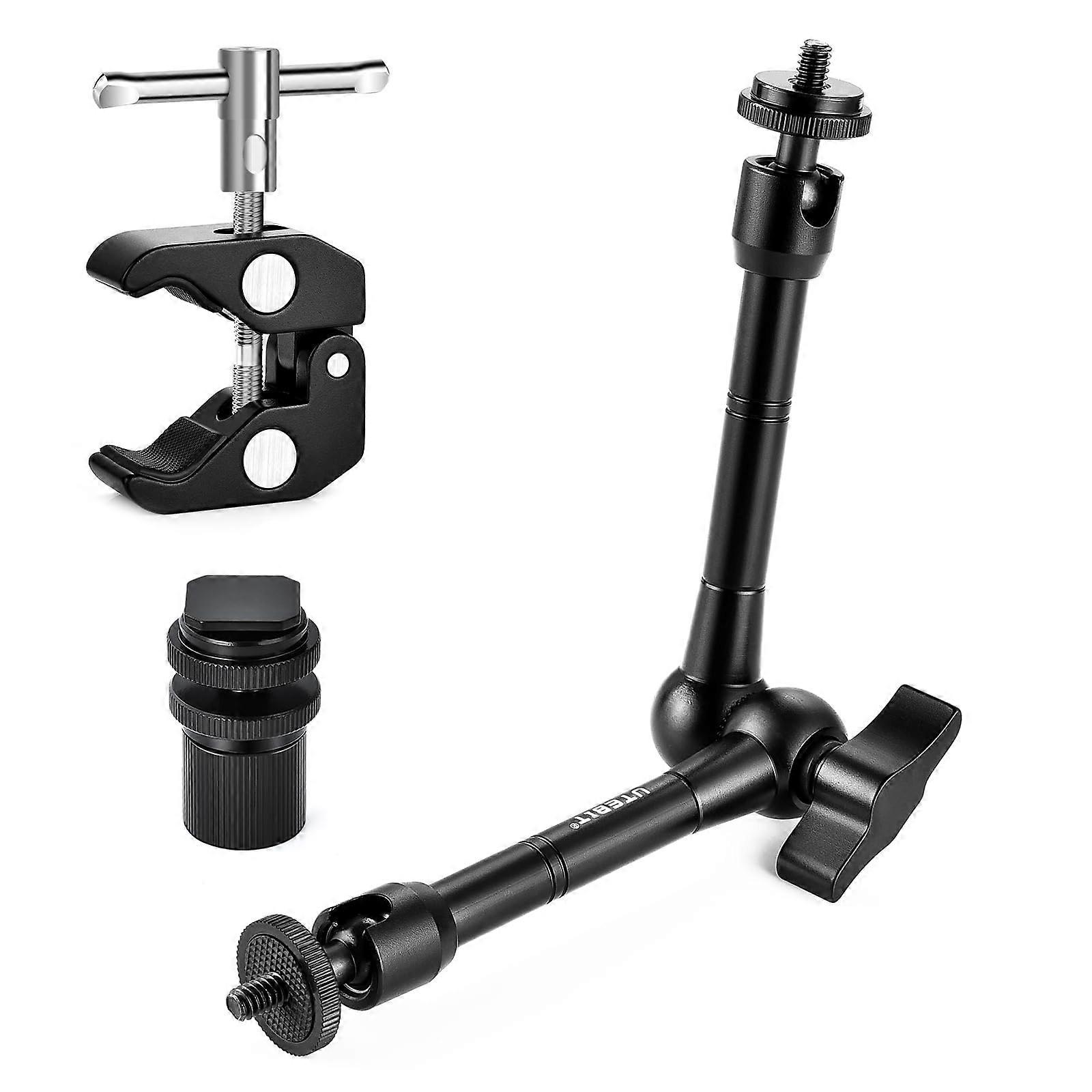 Variable Friction Arm 11 Inch Adjustable Magic Arm, Max Load 4kg, Heavy Duty with Super Clamp Hot Shoe Mount for Monitor and Camera Rig