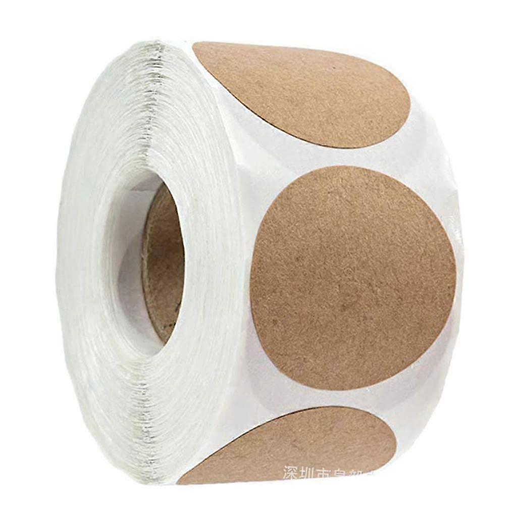 1 Roll Of 500 Round Kraft Paper Stickers Self-Adhesive Labels 25 Mm Round Kraft Paper Labels For Packaging