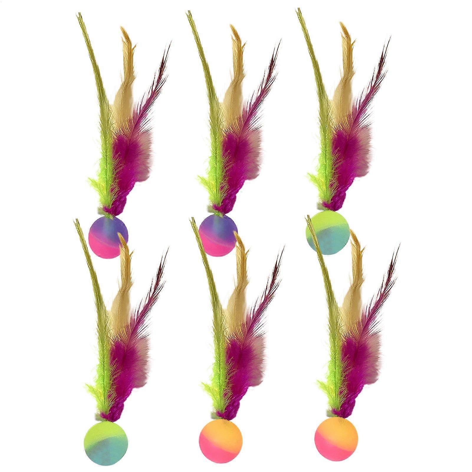 Creative Feather Elastic Balls for Cats, Elastic Cat Balls, Bouncing Balls Feather Cat Interactive Bouncy Rolling Toys for Bored Indoor Kittens