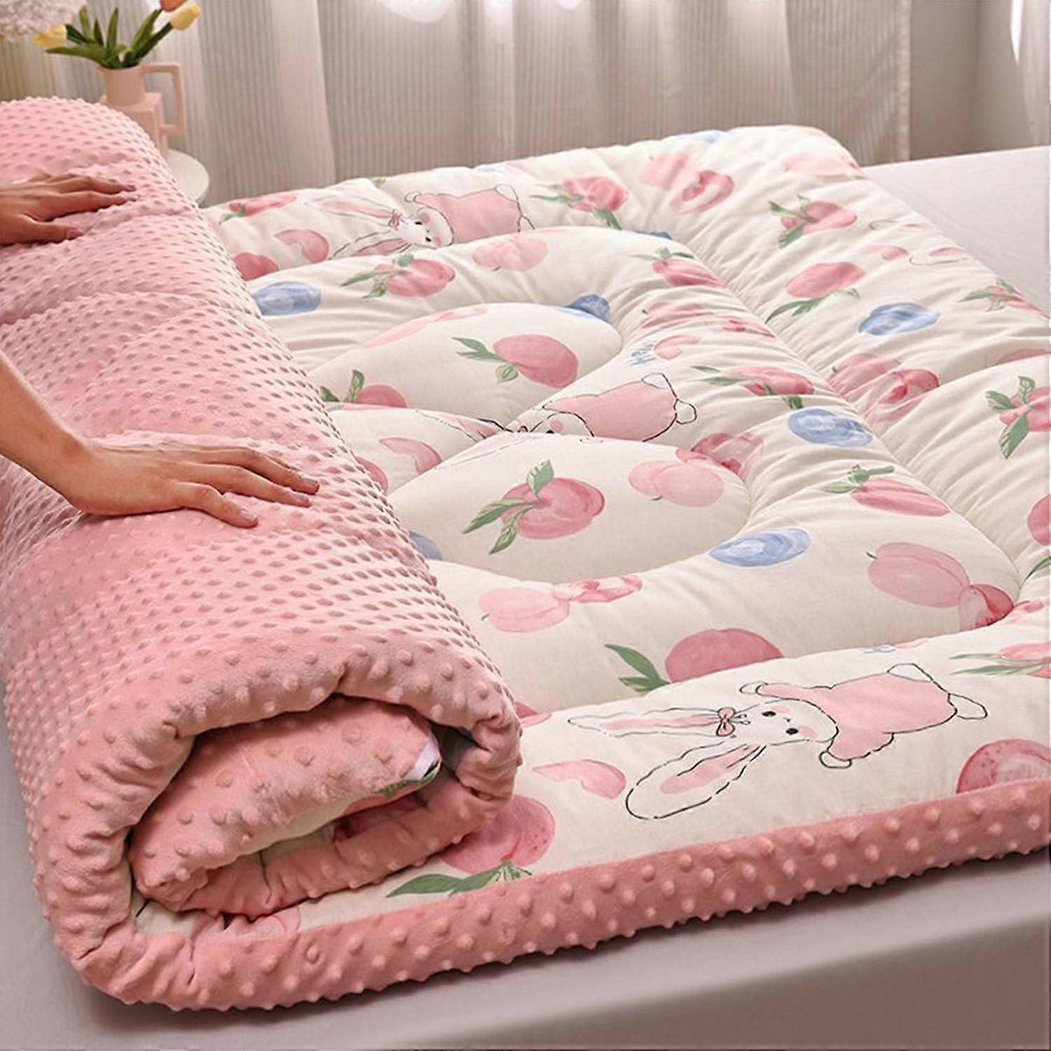 Japanese Style Portable Futon Mattress 100% Cotton Folding Floor Lounger and Roll Up Sleeping Mat (Colorful, 1120 x 200 cm)