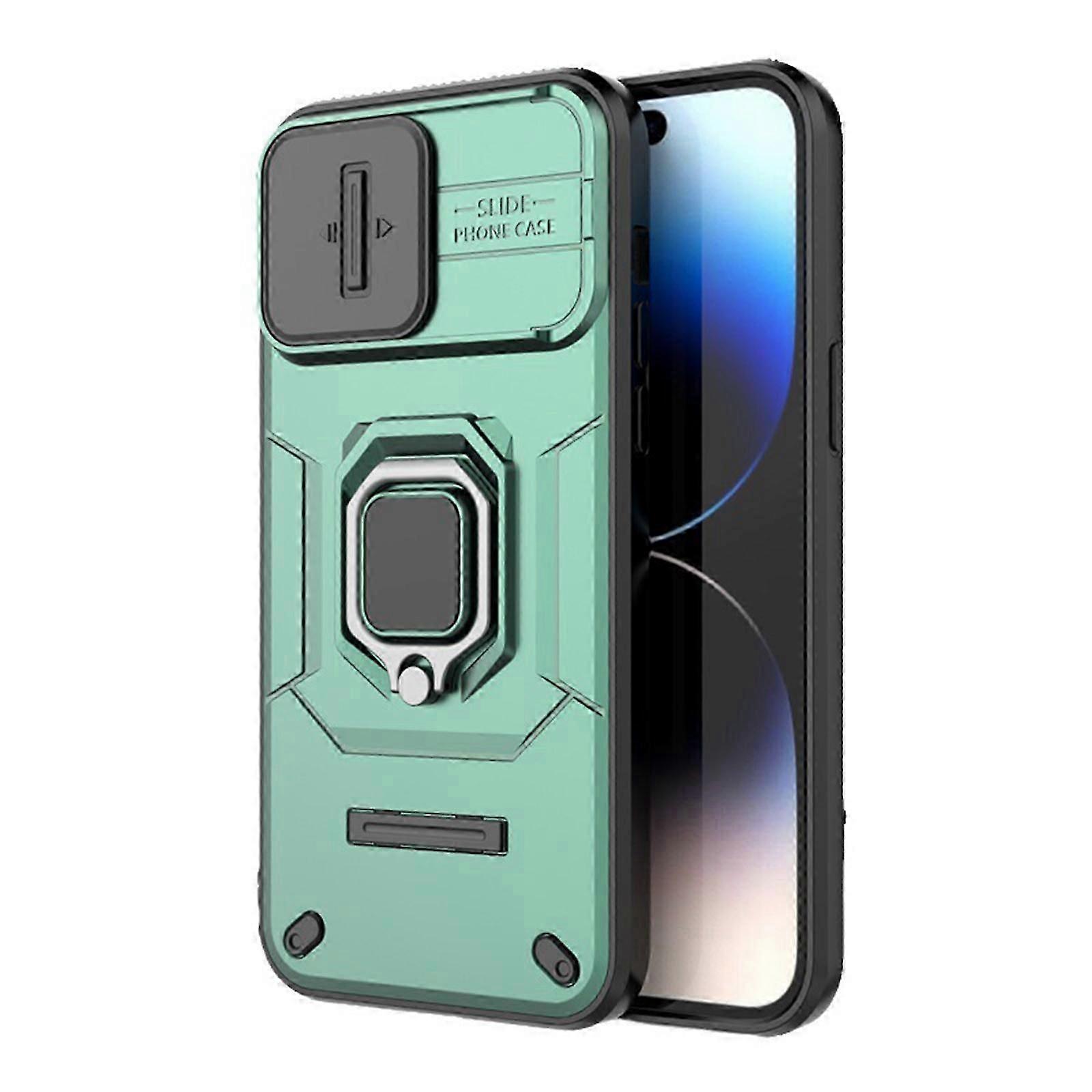 Case for iPhone 15 Pro Max/15 Ultra Case with Ring Stand & Slide Camera Cover, Magnetic Case Compatible with MagSafe Wireless Charger