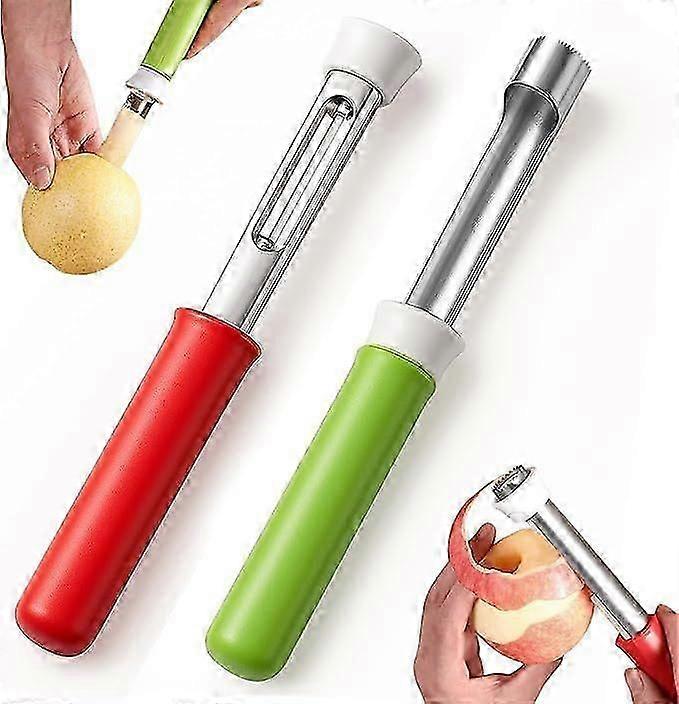 2-in-1 Stainless Steel Apple Corer and Peeler, 22.5 cm Long,Durable Design, Perfect for Apples, Pineapples, and Other Fruits, Kitchen Essential Tool A
