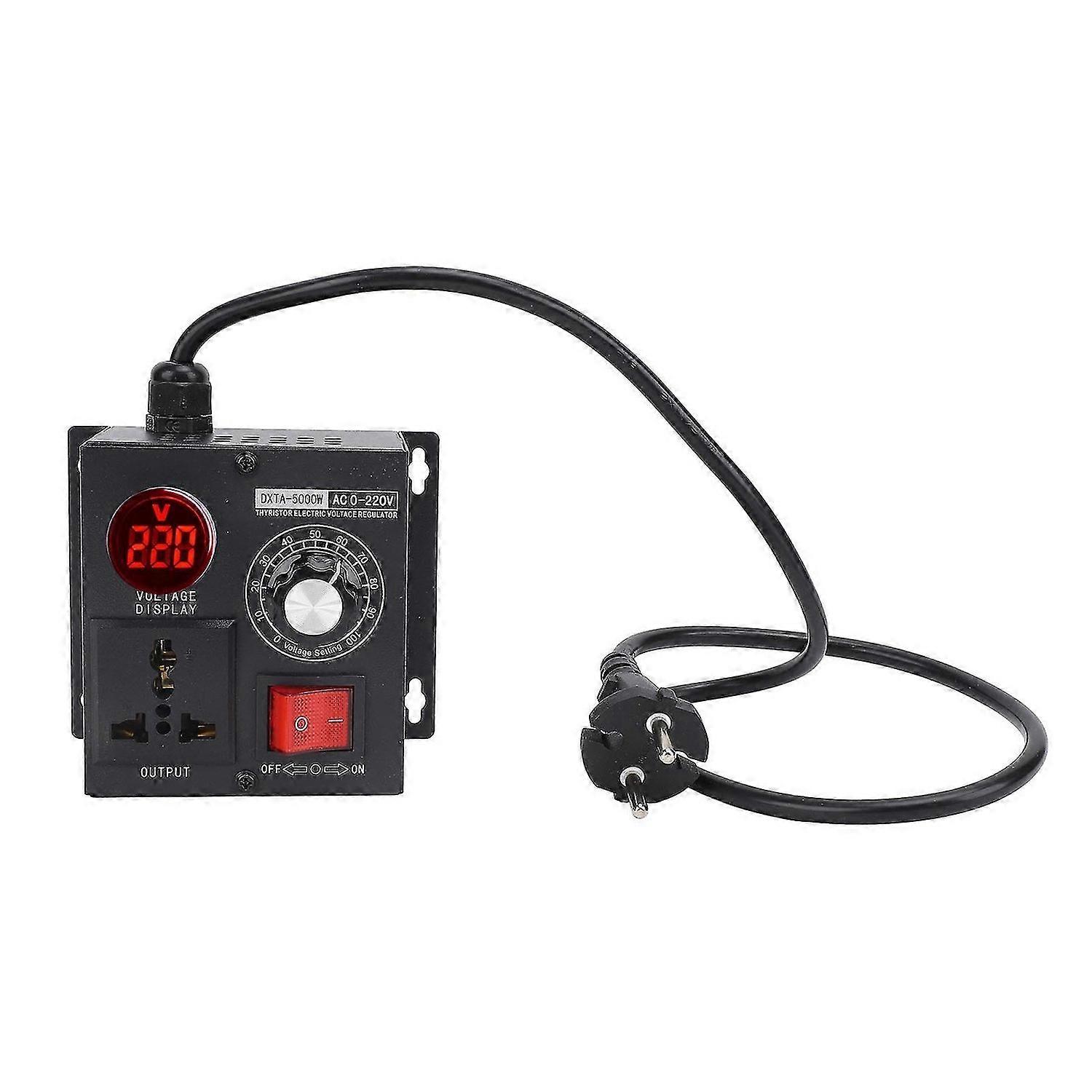 Electronic Voltage Regulator 5000W Thyristor LED Digital Display Stepless Variable Speed Controller for Motor Fan EU Plug 220V Input 10220V Output