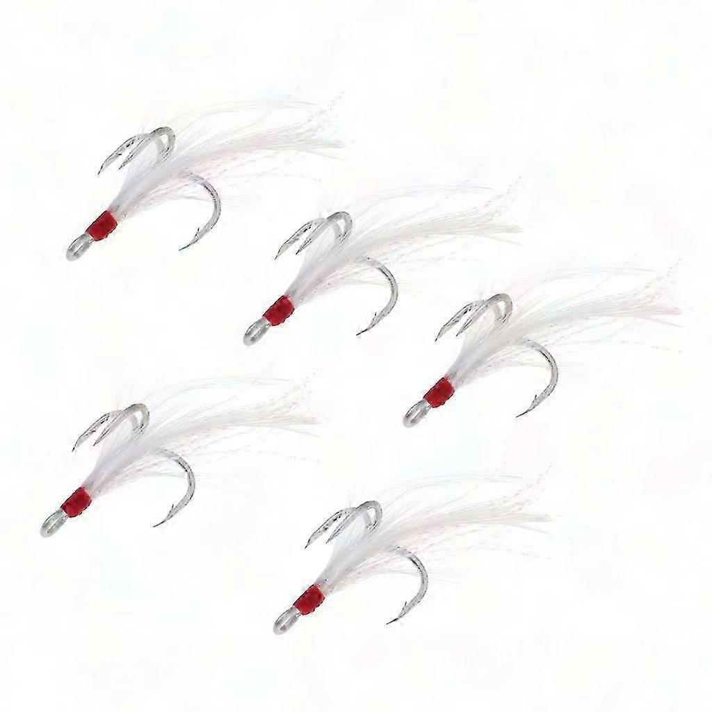5Pcs Feathered Fishing Hooks With Sequins For Lures