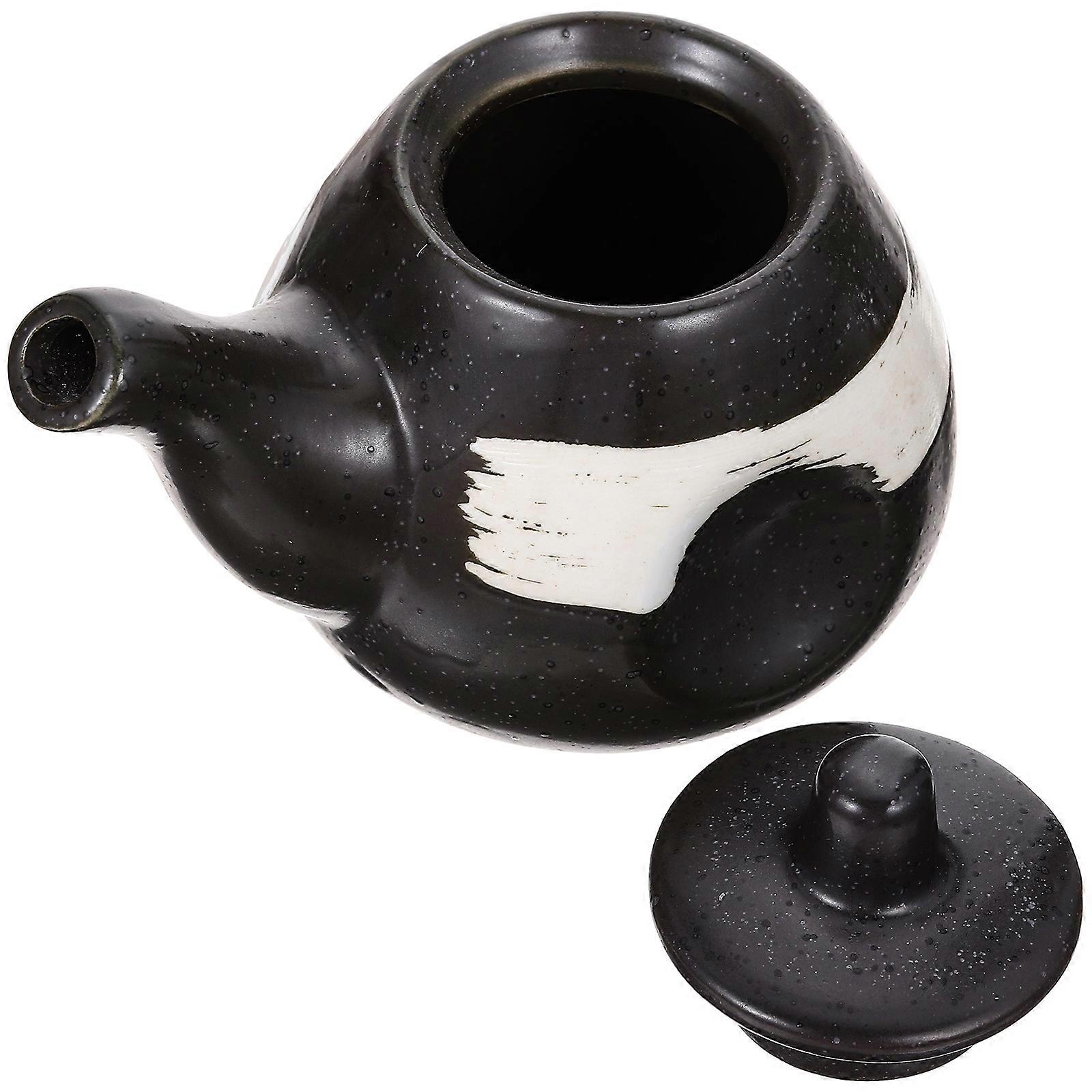 Soy Sauce Container Ceramic Vinegar Holder Special Occasions Black Color Dust Prevention 4.7×3.5×3.3in 1Pcs
