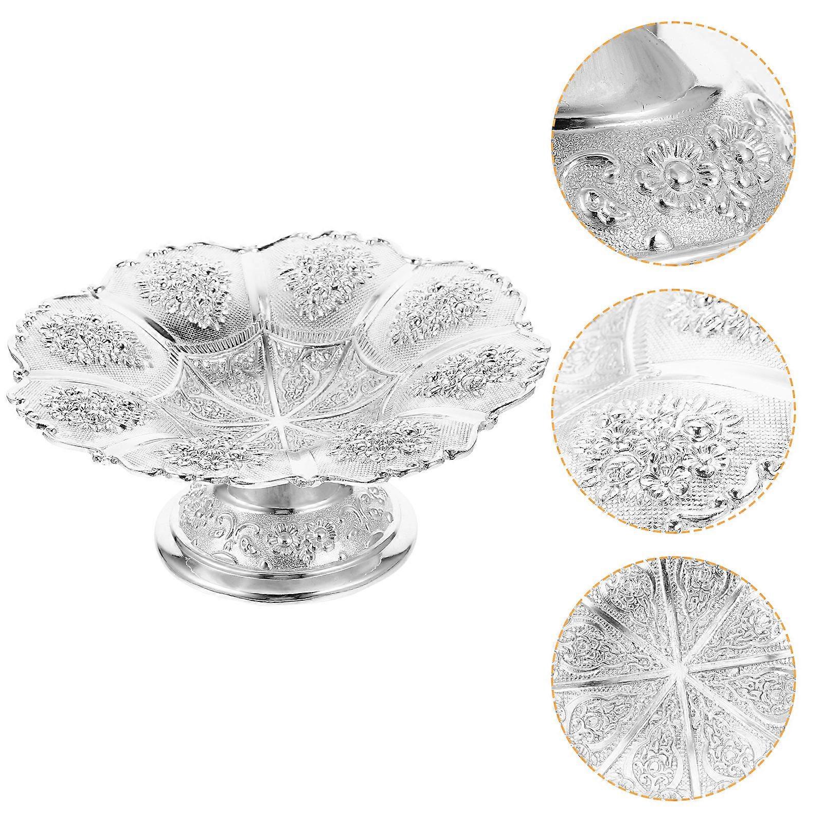 European Luxury Small Metal Fruit Dessert Tray for Home Party – Compact Decorative Serving Plate for Candies Nuts and Space Saving Table Display