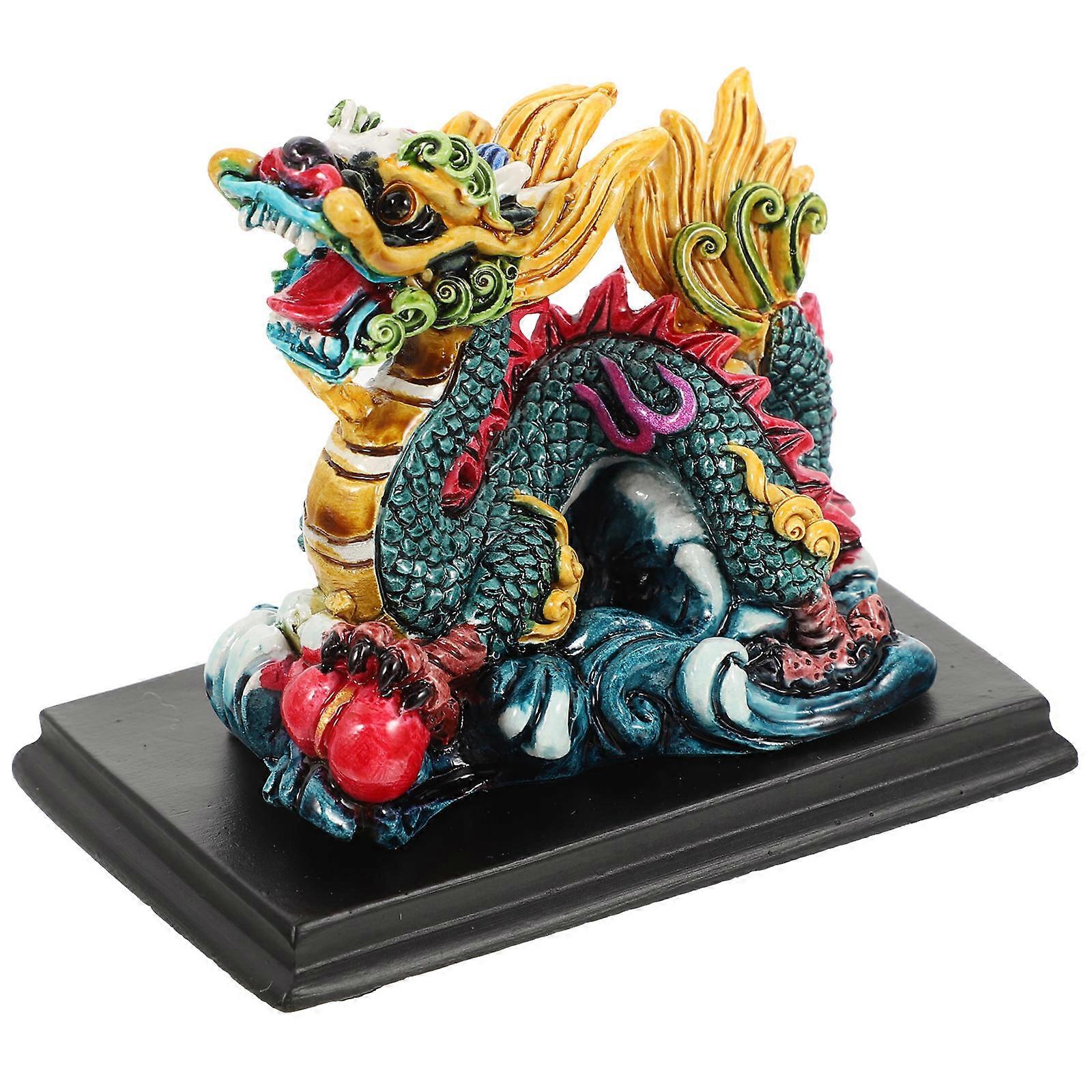 Dragon Statue Resin Dragon Figurine Home Decoration Chinese Fengshui Design Multi 7.5X6.5X5CM Symbol of Wealth and Prosperity 1Set