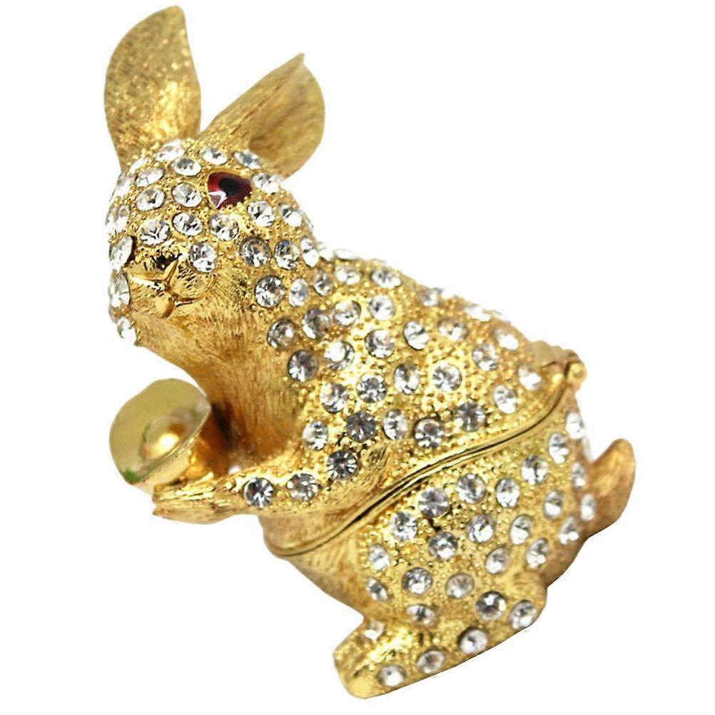 Golden Alloy Rabbit Jewelry Box for Storage with Smooth Inner and Lid Easily Meet