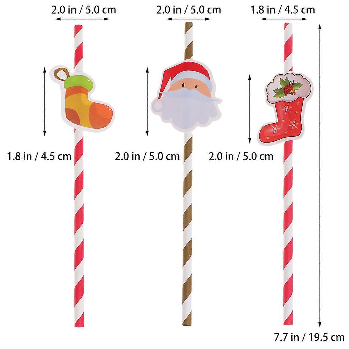 Decorative Straws Cartoon Drinking Straw For Everyone At Christmas Party 30Pcs