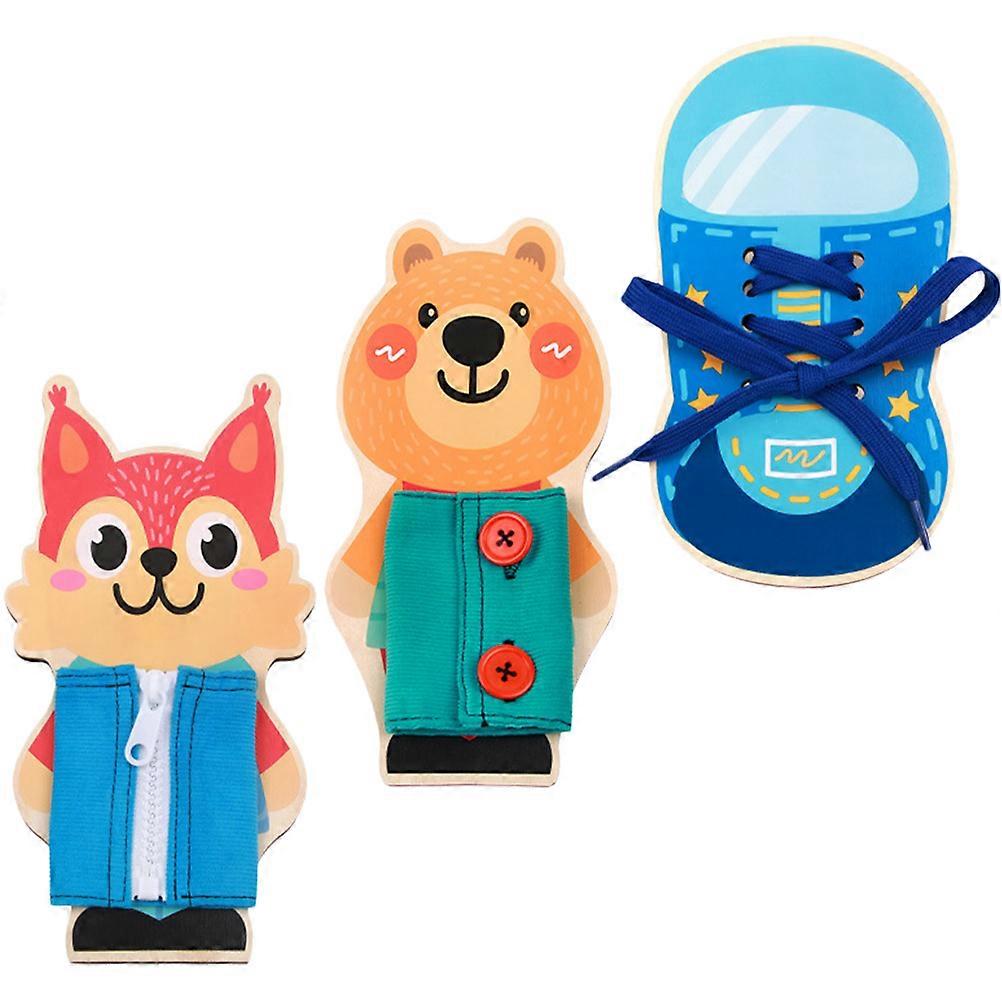 Kids Tying Skill Toy Set for Preschoolers Early Education Tying Teaching Board Assorted Color 9.3×4.7×0.2in Threading Board 1Set