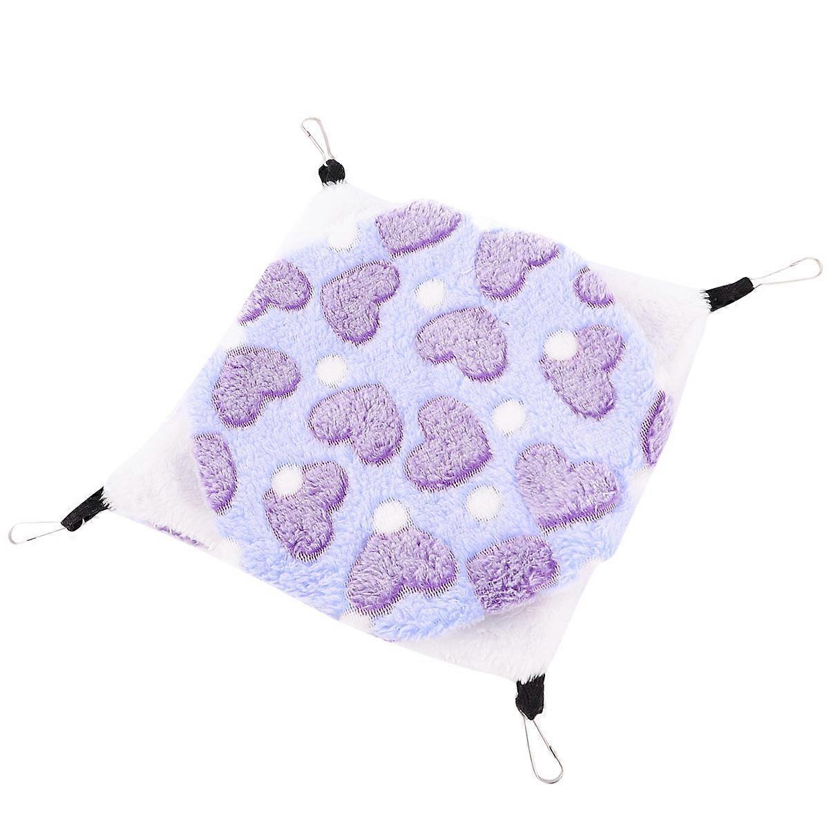 Purple Double Hanging Hammock for Pets Plush Supplies Heart Print Design for Play and Sleep