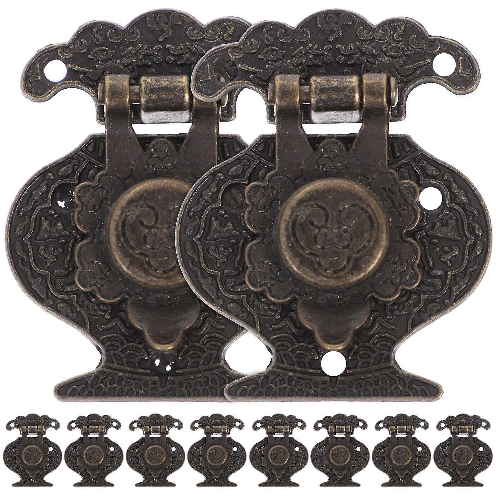 Antique Brass Hasp Lock for Wooden Boxes Bag Use Made of Zinc Alloy Silver Color 10 Pieces