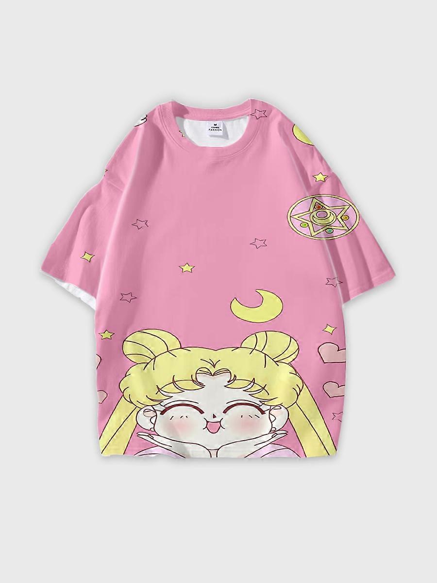 T-shirt round neck Role Pattern loose short sleeve D3440