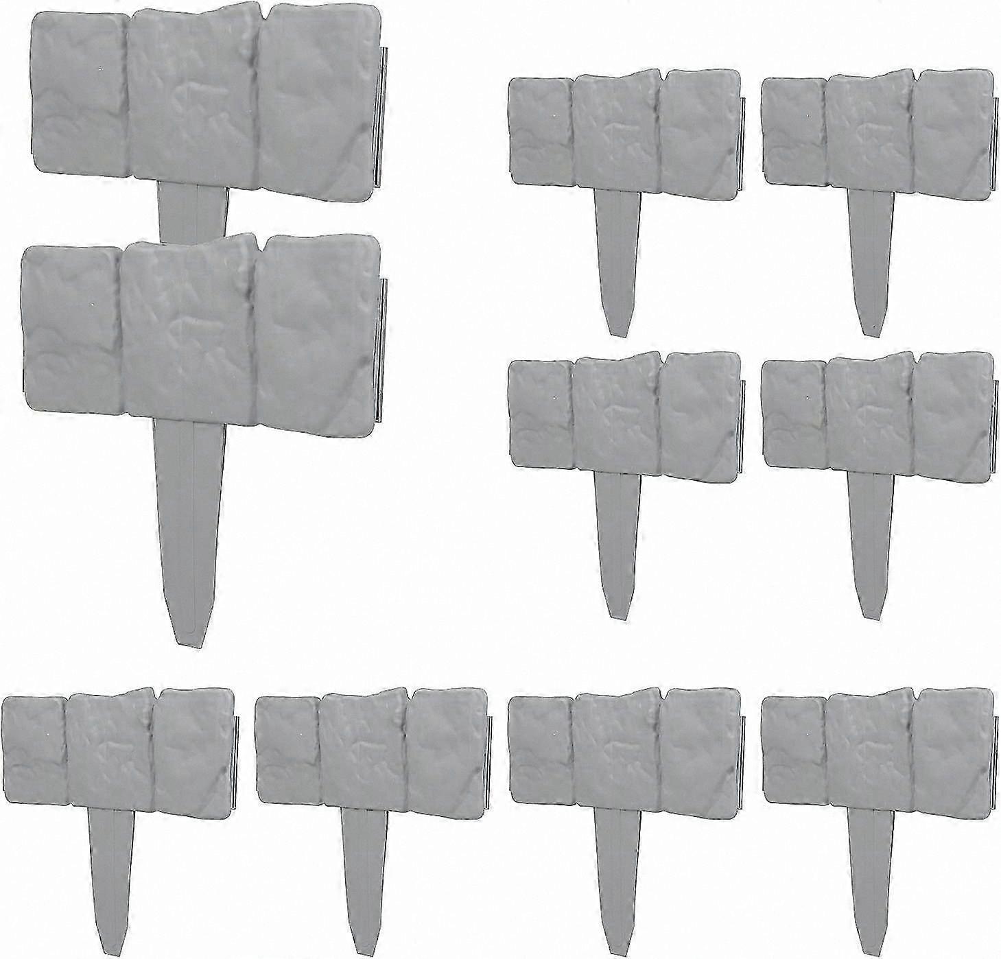 Gray Stone Effect Lawn Edging with 10 Pieces for Garden Pathways and Borders