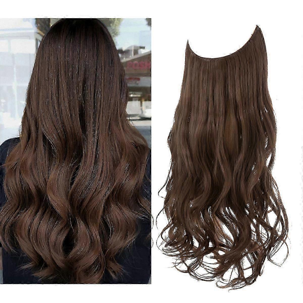 Adjustable Headband Invisible Wire Hair Extensions Highlight Long Curly Synthetic Hairpiece For Women Color8