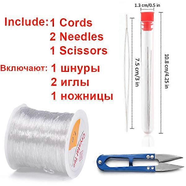 Plastic Crystal DIY Bead Stretches Elastic Thread with Beading Needles Scissors Thread String