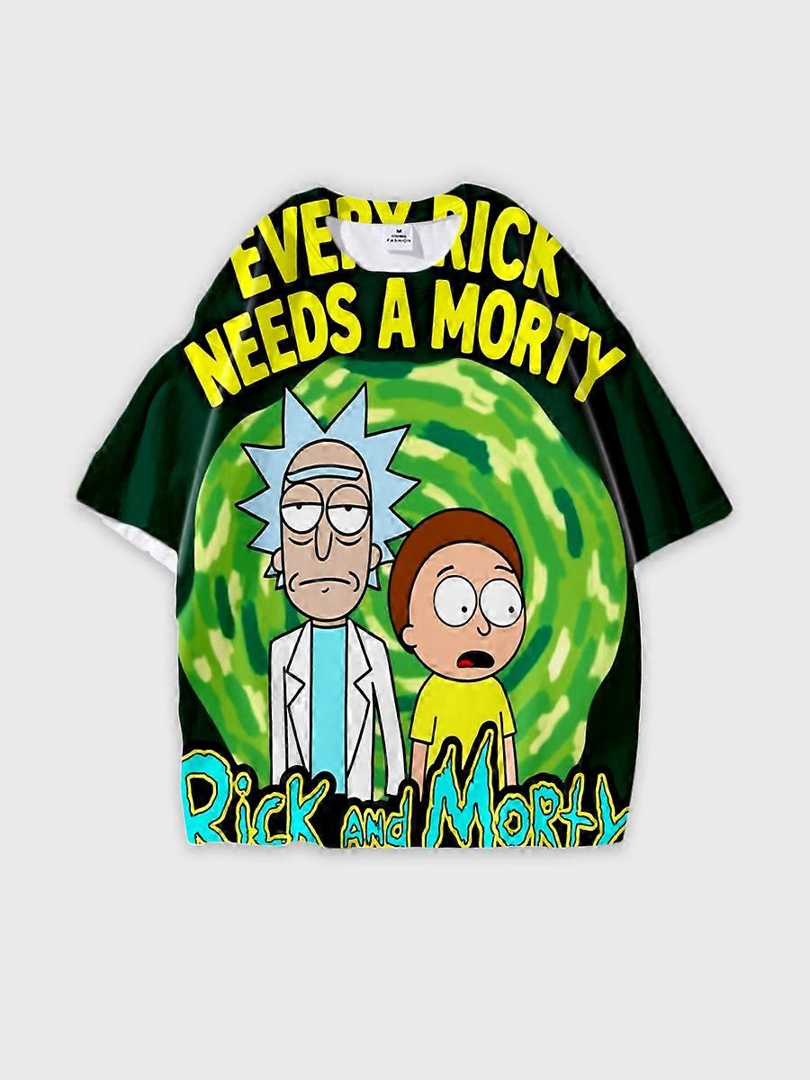 T-shirt round neck Animation Character Pattern loose short sleeve P1035