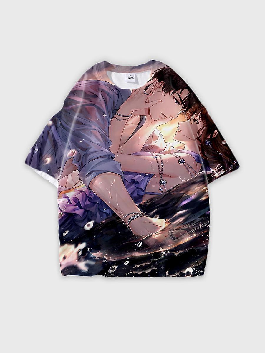 T-shirt round neck Role Pattern loose short sleeve E1710