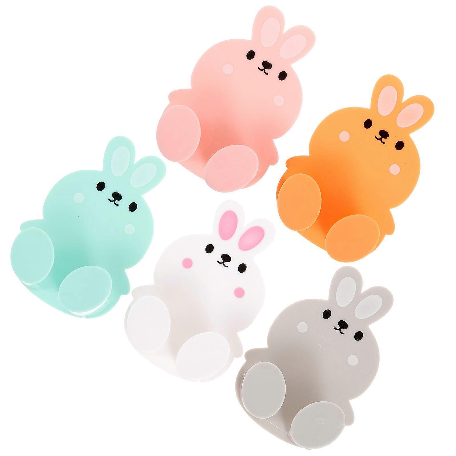 5pcs Cartoon Power Plug Hooks Wall Adhesive Charger Holders Multi Functional Cord Organizer Durable Space Saving Design for Kitchen Bathroom