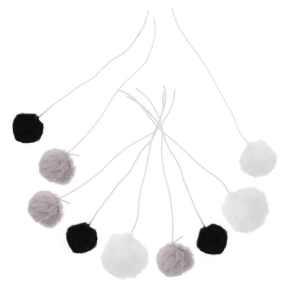 Elastic Interactive Ball Cat Teaser Toy For Indoor Cats Assorted Color Round Shape 9Pcs
