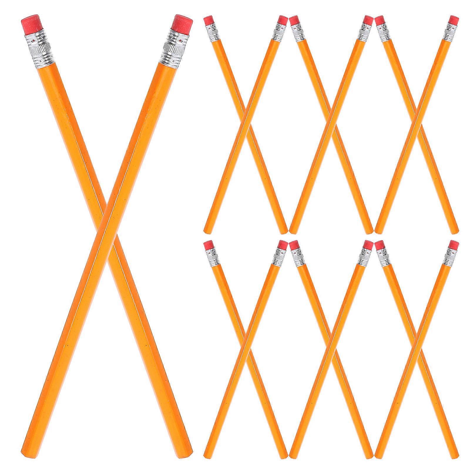 Bulk Wooden pencils with Erasers for Writing Use Unsharpened Orange Long pencils 100pcs