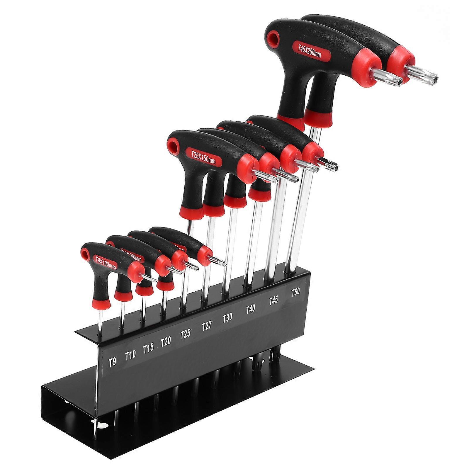 10pcs T-handle Hexagonal Wrenches with Bracket for Home Use Made of Steel Assorted Color