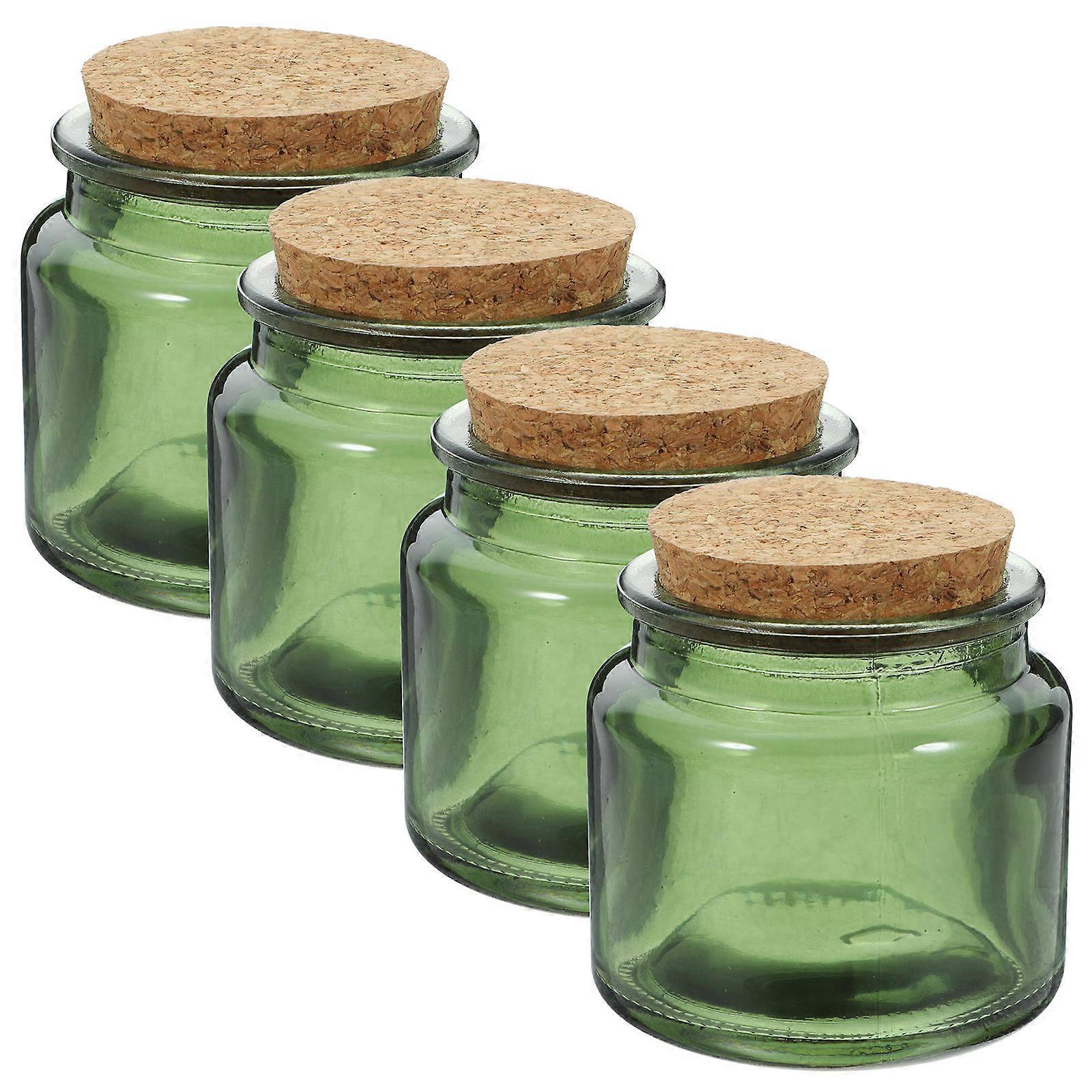 Light Green Glass Tealight Candle Holders for Home Use Set of 4 with Stable Bottom and Lightweight Design