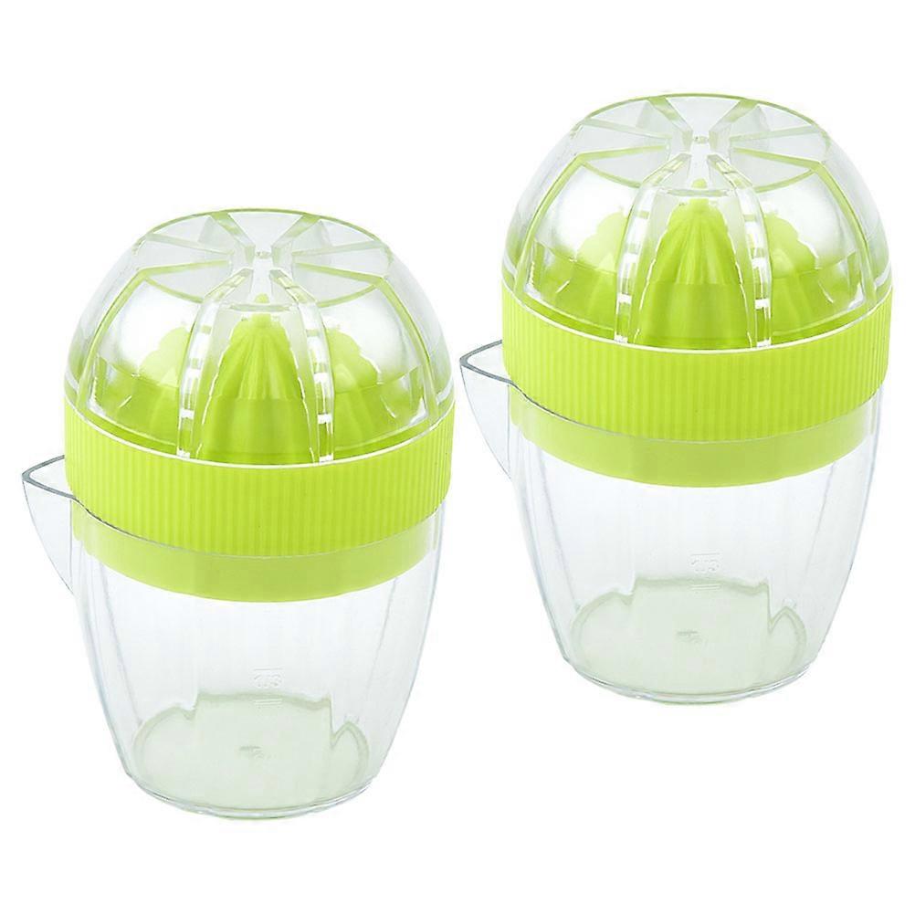 Green Manual Lemon Juicer Made of Plastic for Kitchen Use Portable Fruit Squeezer 2 Pieces