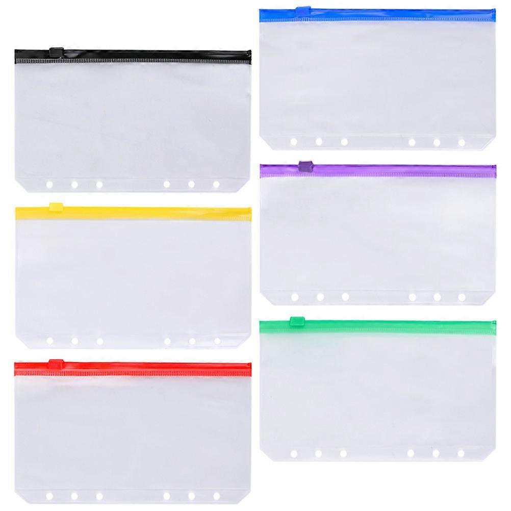 Binder Organizer 6Pcs Notebook Refill Zipper Pockets Black Color File Storage Daily Study And Travel