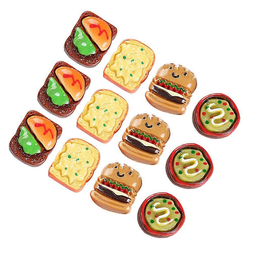 Artificial Food Model Resin Faux Bread Pizza Set for Decor 18Pcs Assorted Color
