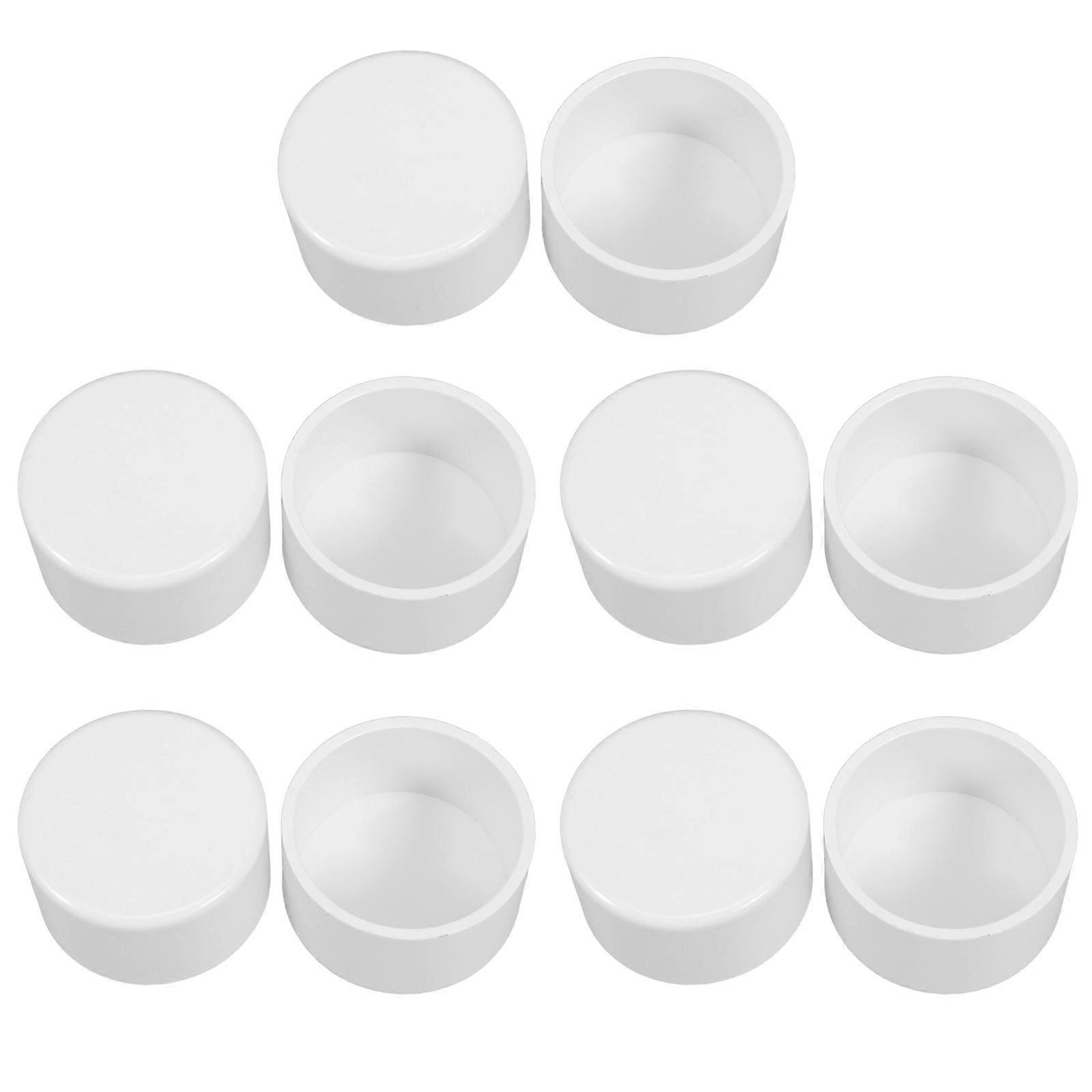 10pcs White PVC Pipe End Caps for Decor Sturdy Weather Resistant Lightweight Design 50mm Inner Diameter