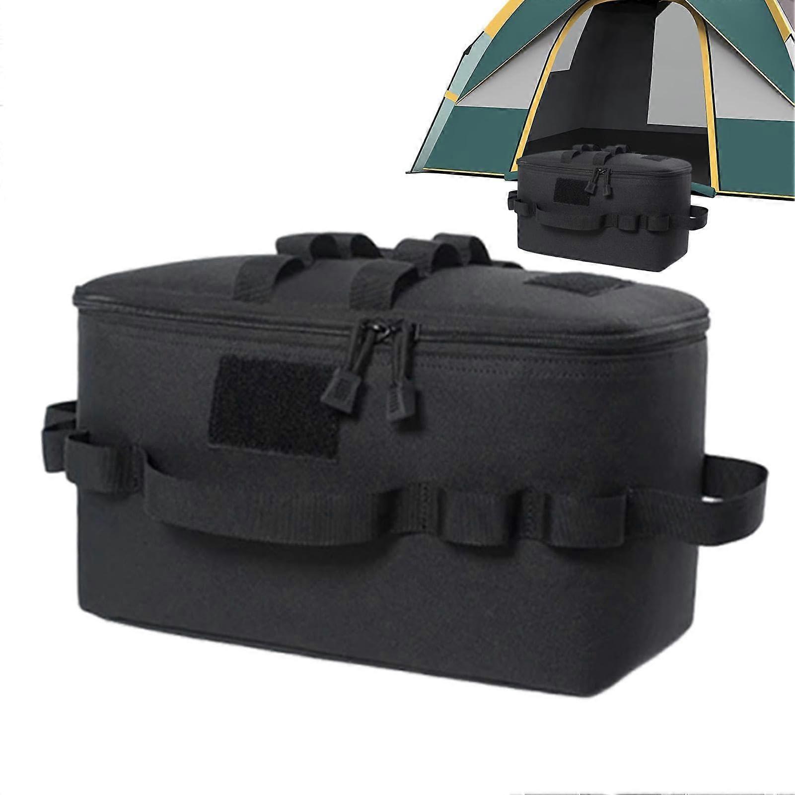 Camping Storage Bag Canvas Pot Bag Tool Bag Organizer Folding Black Fan Outdoor