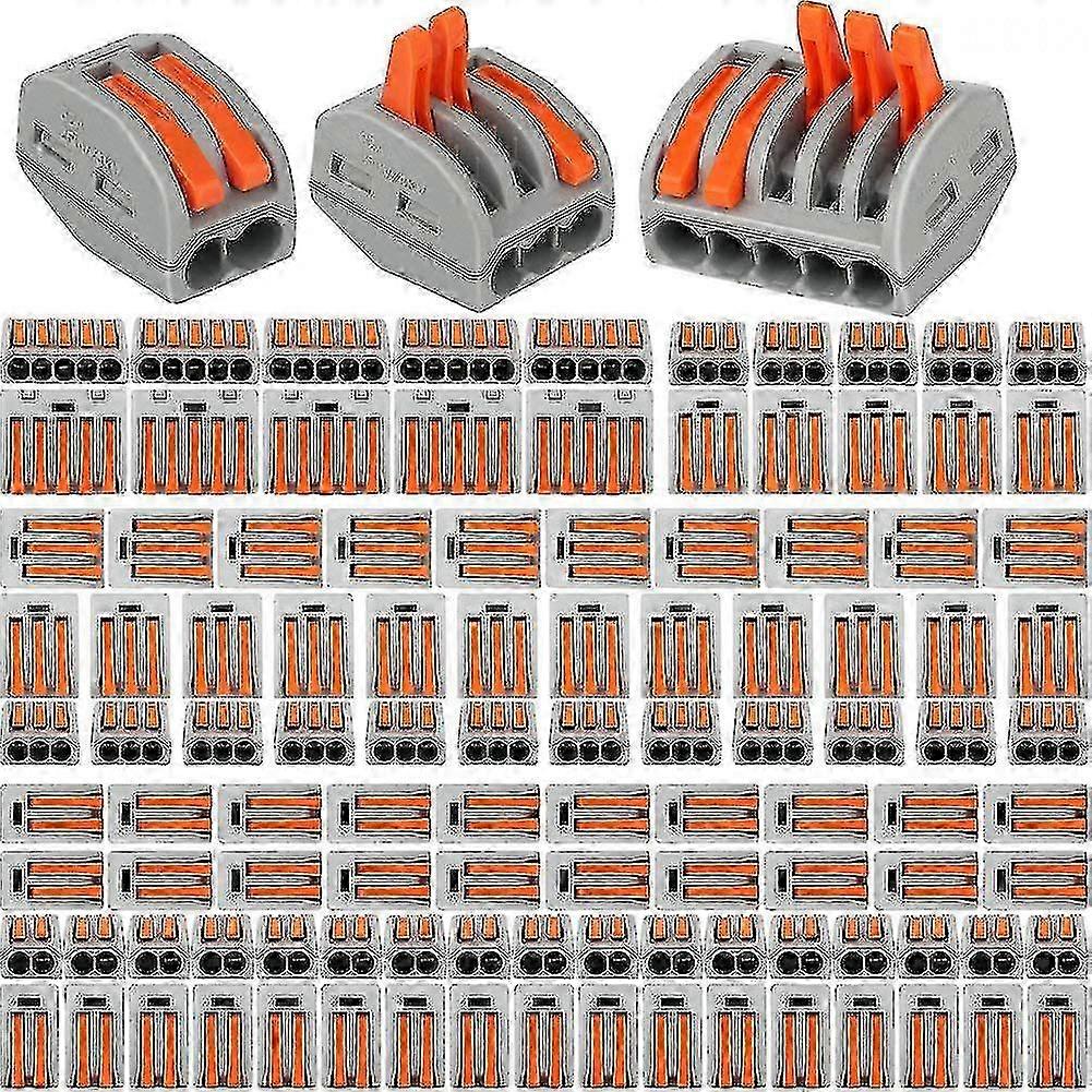 110pcs Compact Wire Connectors, Electrical Connector Blocks, 55pcs 2-port Clamp / 45pcs 3-port Clamp / 10pcs 5-port Clamp (110pcs) SZRH A-H