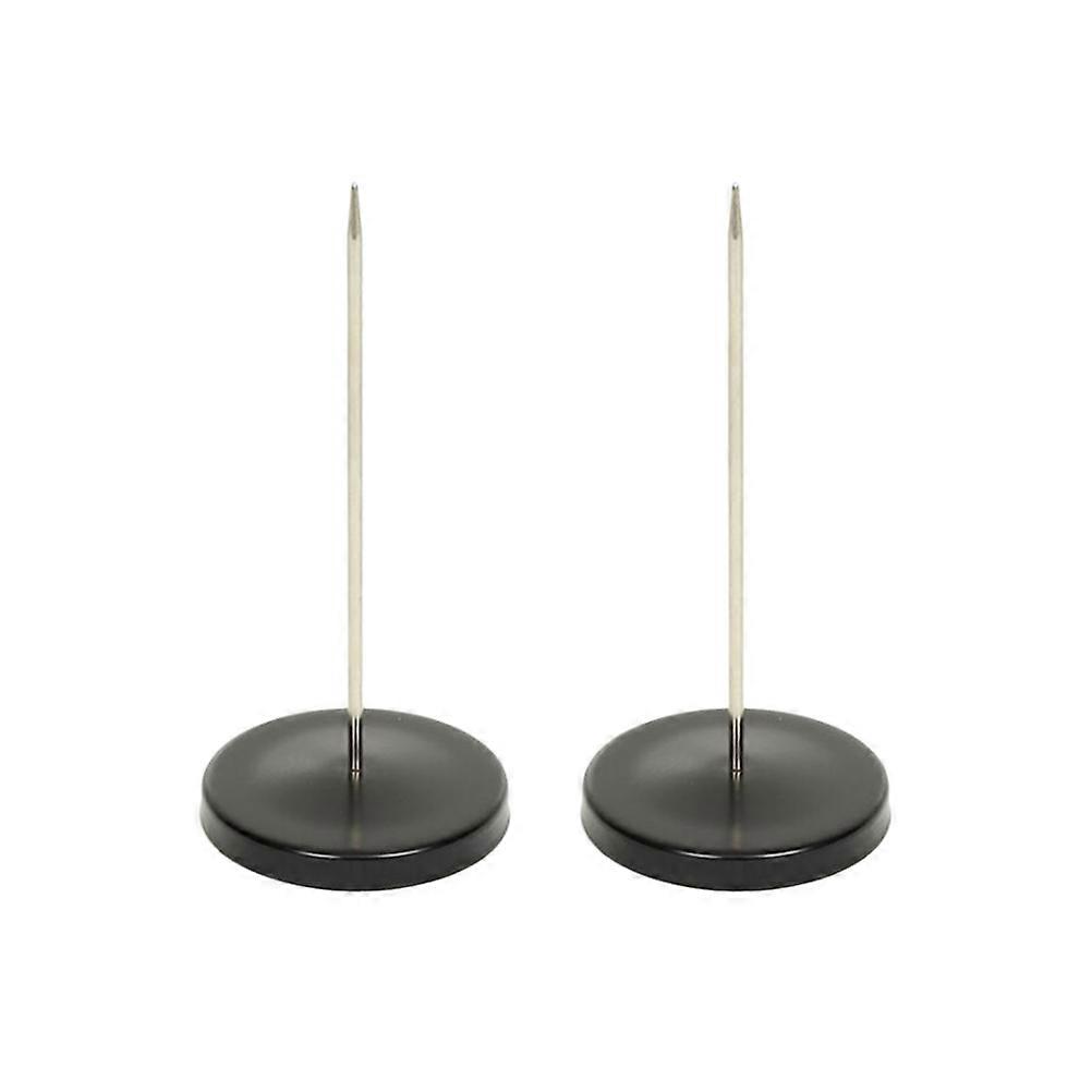 Black Holder with Round Base and Straight Rod for Office Use Desk Organization 2 Pieces