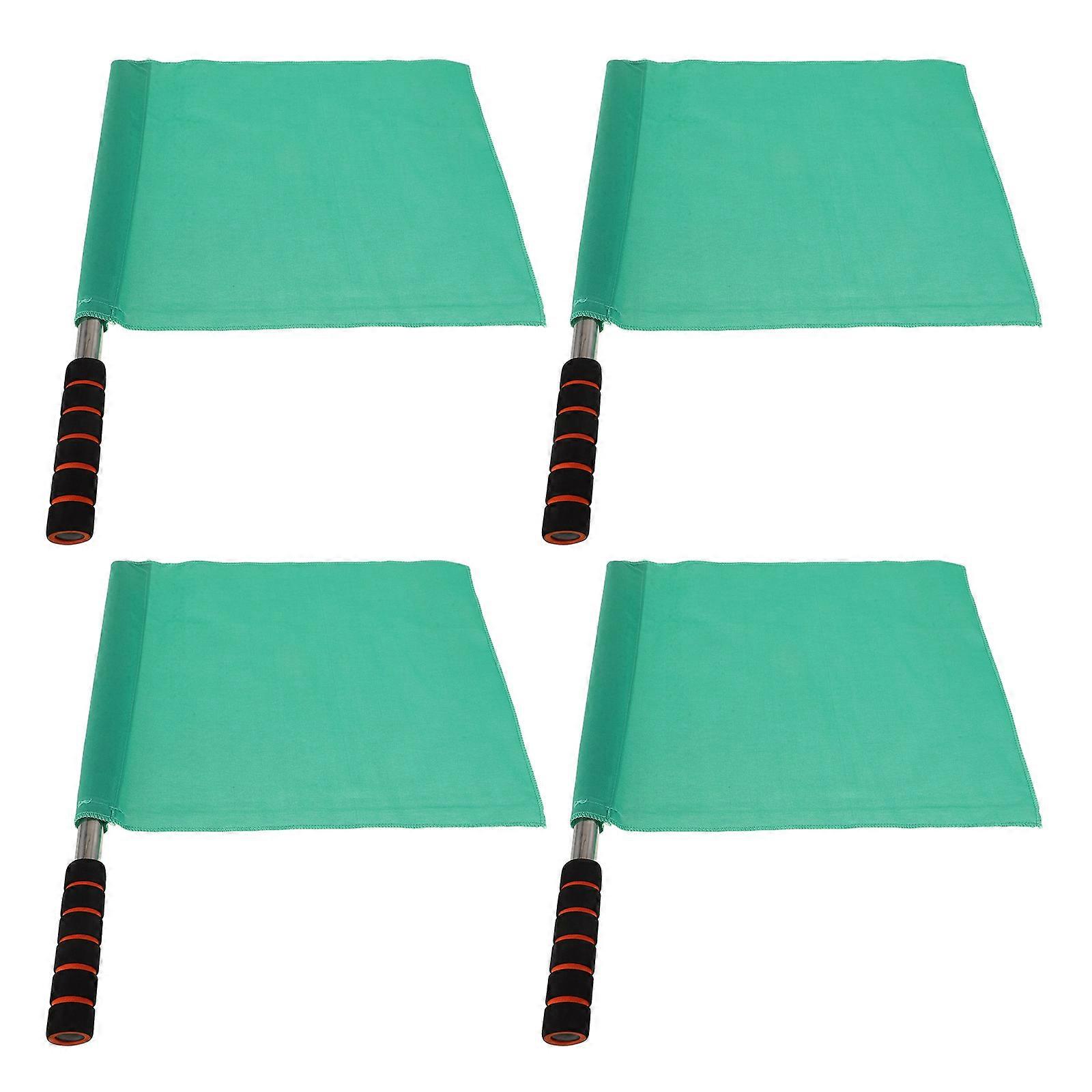 4pcs Referee Flags with Stainless Steel Poles and Hand Signals (Green)
