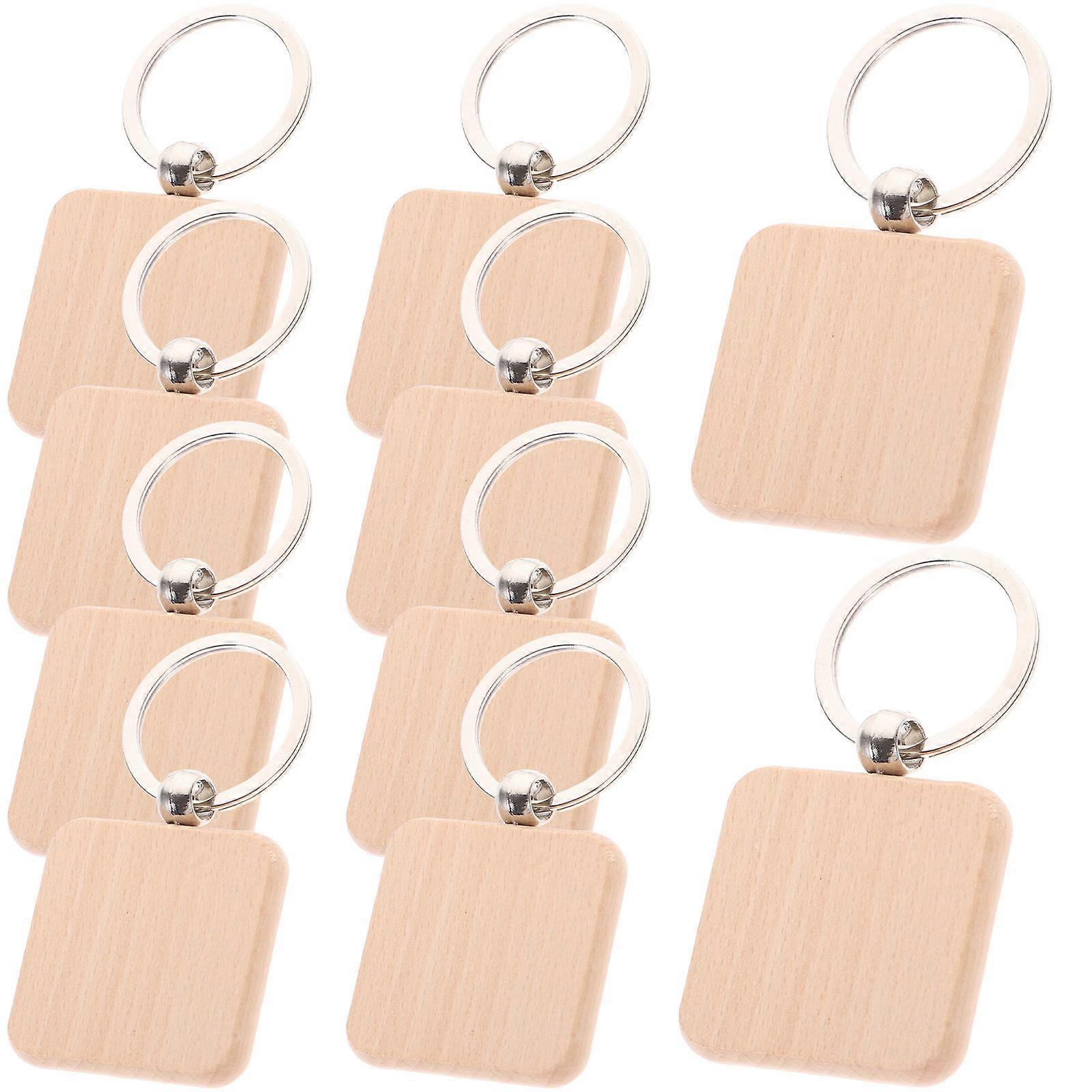 10pcs DIY Blank Wooden Keychains, Rustic Wood Key Rings for Custom Crafting, Key Holders, Bag Ornaments, Home Decor for All Occasions